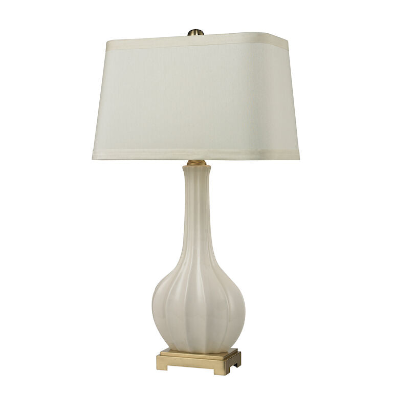 Fluted Ceramic 34'' High 1 - Light Table Lamp - White-Elk Home-ELK-D2596-Table Lamps-1-France and Son