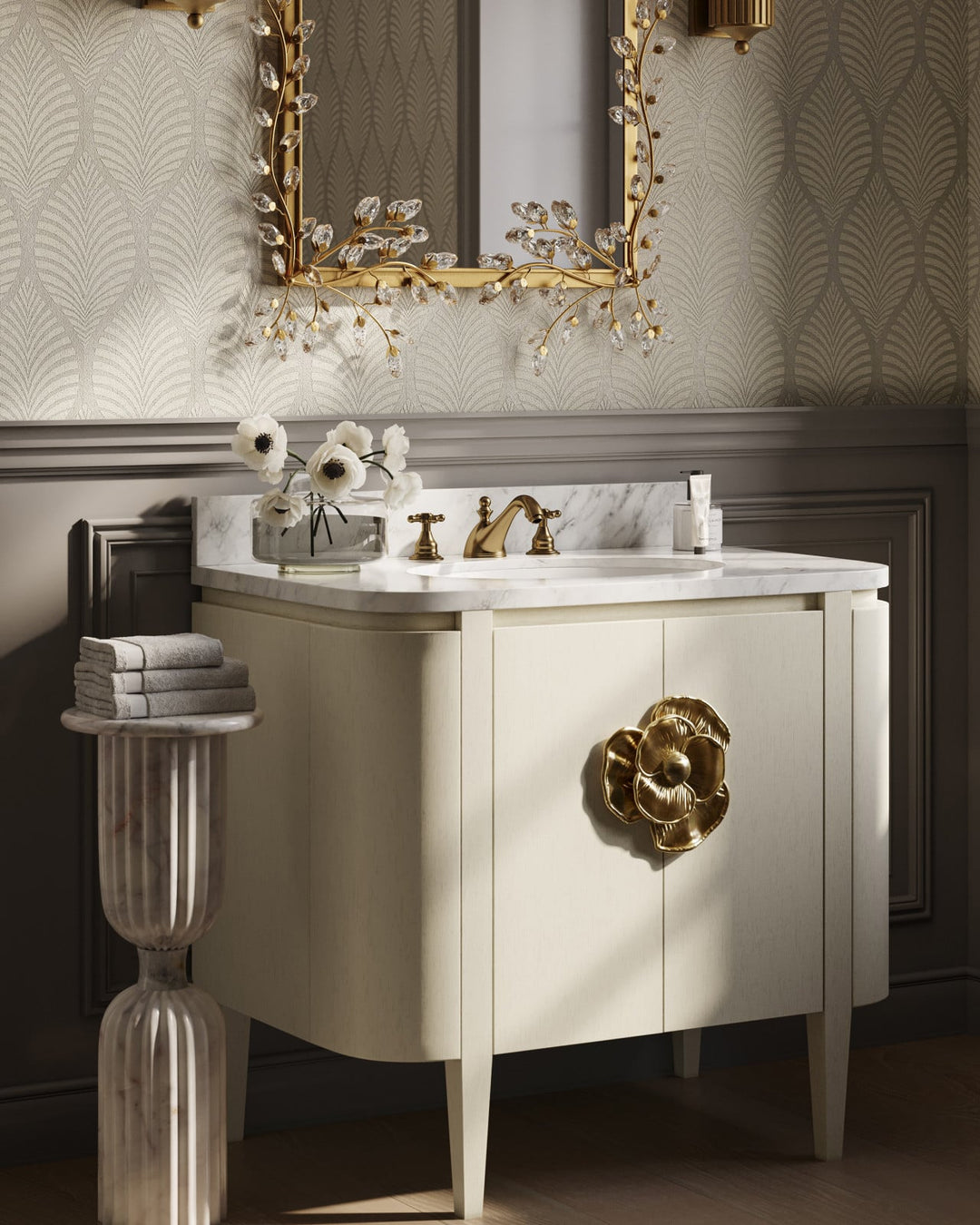 Wall Mirrors Forget-Me-Not Gold Rectangular Mirror
