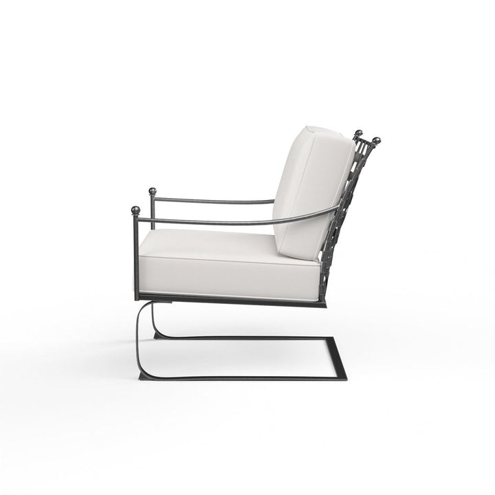 Outdoor Lounge Chairs Provence Club Rocker in Canvas Flax w/ Self Welt