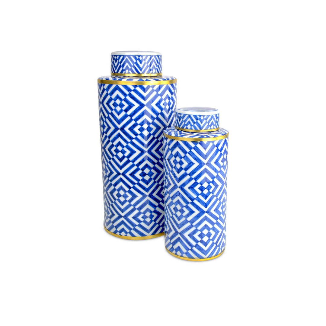 Blue & White Optical Tea Jar Set of 2