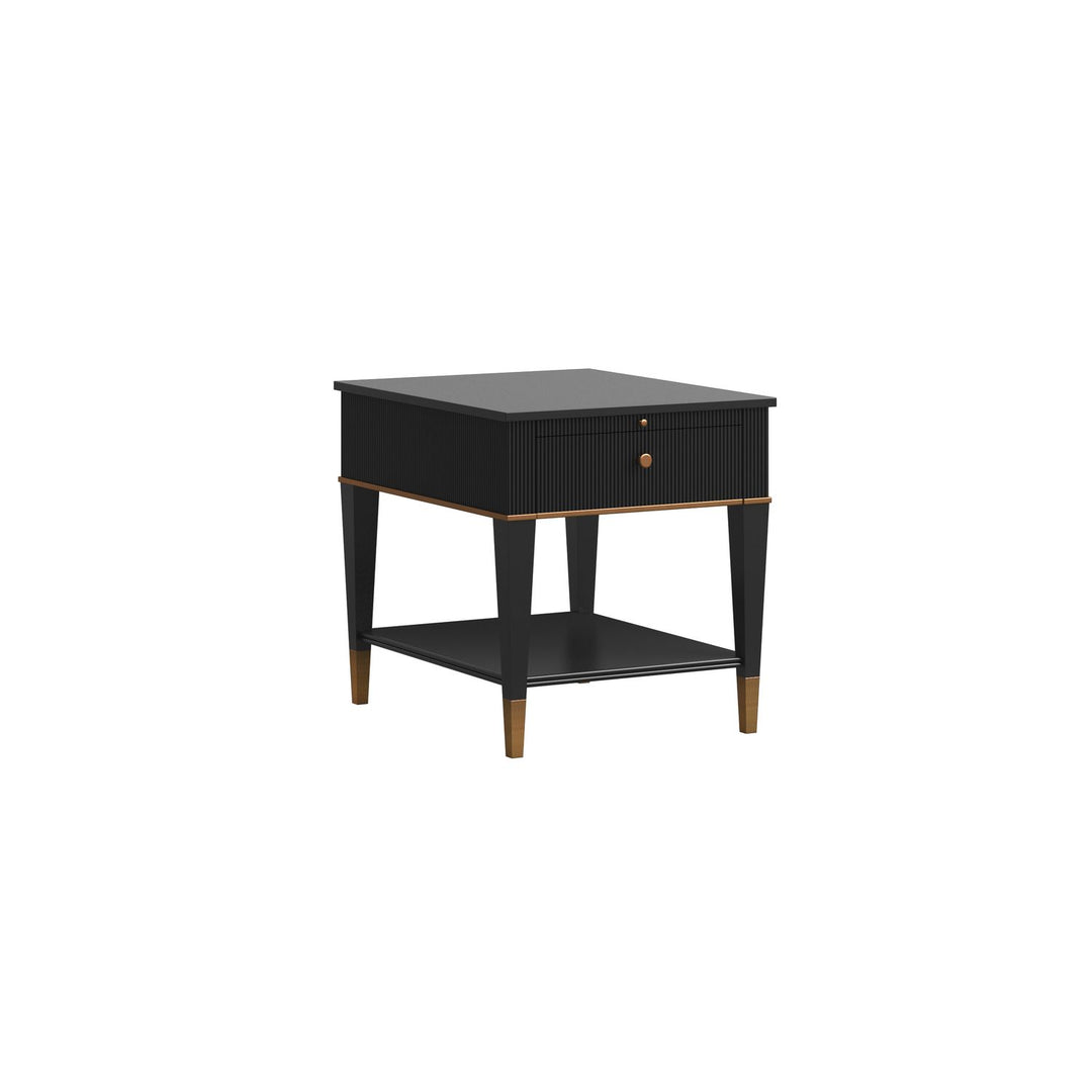 Boulevard Drawer End Table — Raven Black