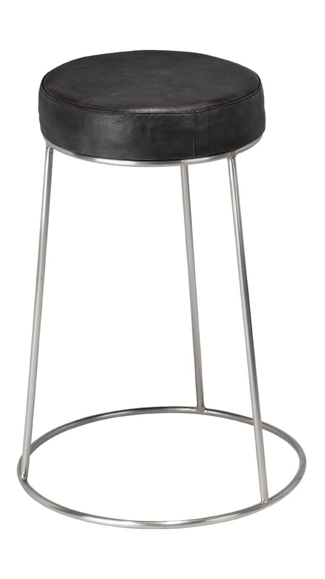 Henry Round Leather Counter Stool-Jamie Young-JAMIEYO-LS20HENCSCHA-Stools & OttomansCharcoal-4-France and Son