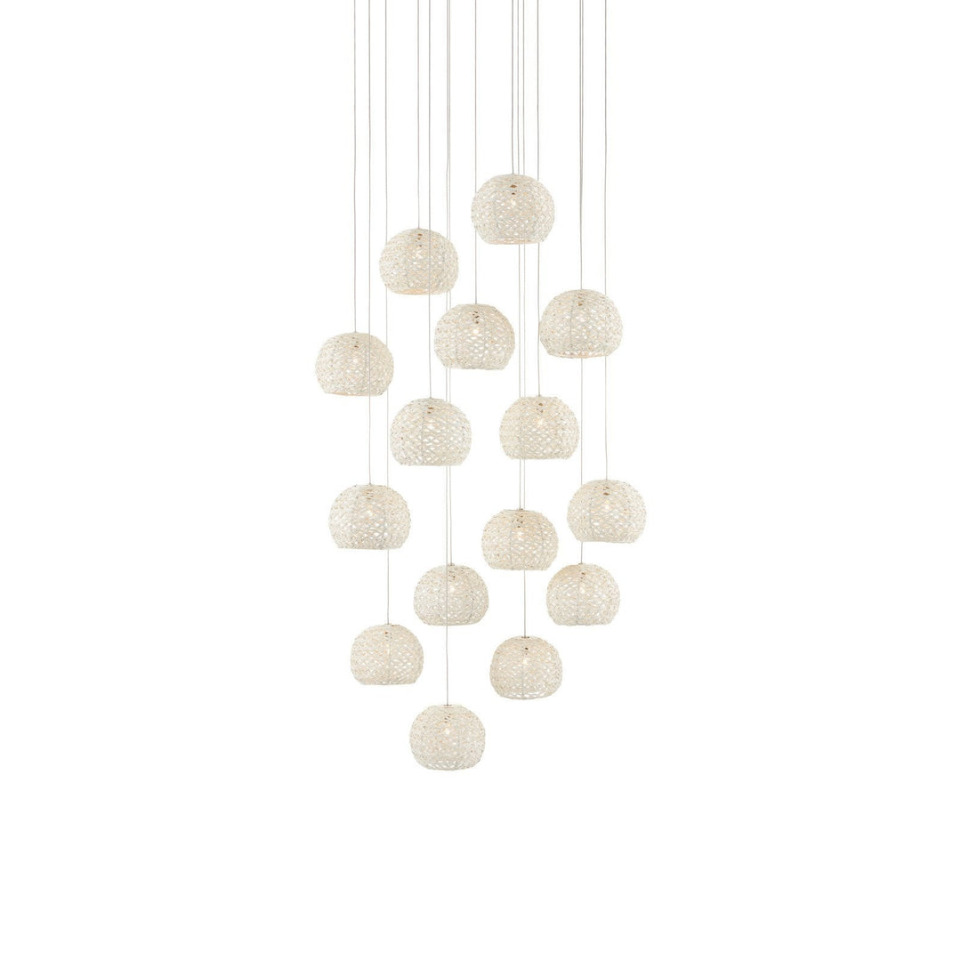 Piero White 15-Light Round Multi-Drop Pendant