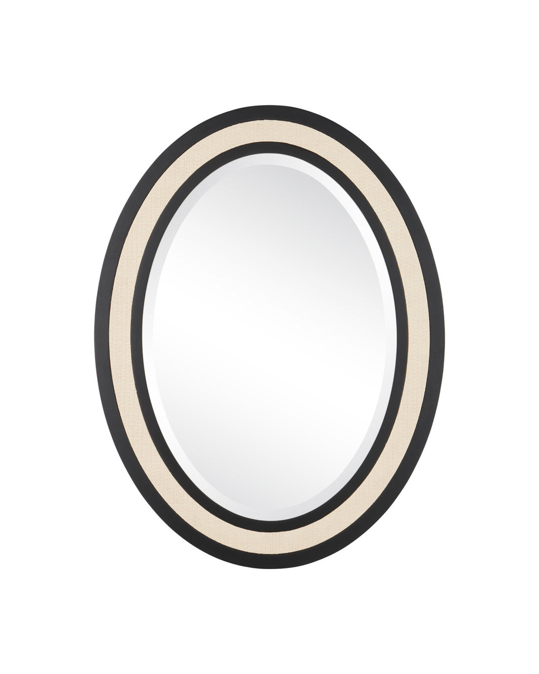 Deanna Ivory Raffia Oval Mirror