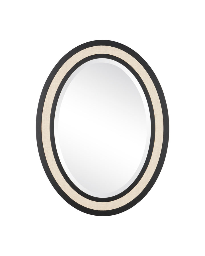 Deanna Ivory Raffia Oval Mirror