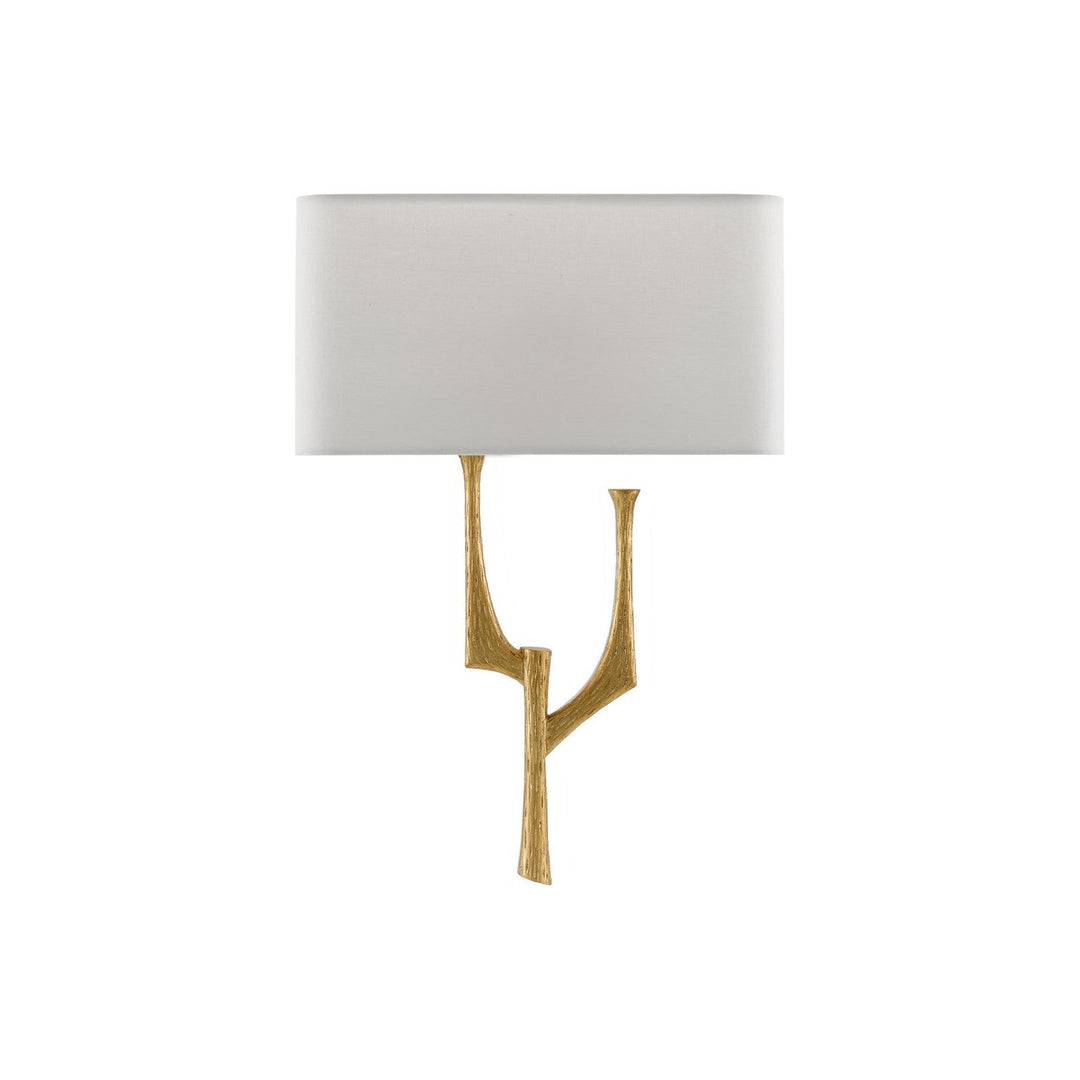 Bodnant Gold Wall Sconce, White Shade, Left