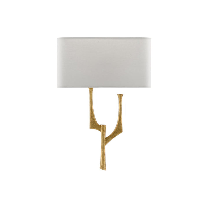 Bodnant Gold Wall Sconce, White Shade, Left