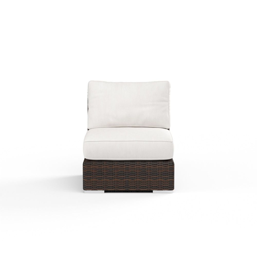 Outdoor Lounge Chairs Montecito Armless Club Chair in Canvas Flax w/ Self Welt