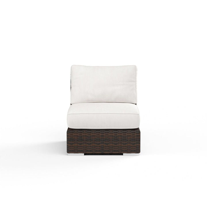 Outdoor Lounge Chairs Montecito Armless Club Chair in Canvas Flax w/ Self Welt