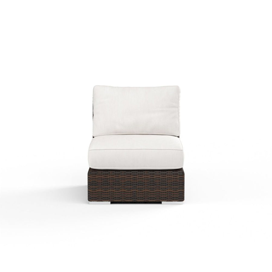 Outdoor Lounge Chairs Montecito Armless Club Chair in Canvas Flax w/ Self Welt