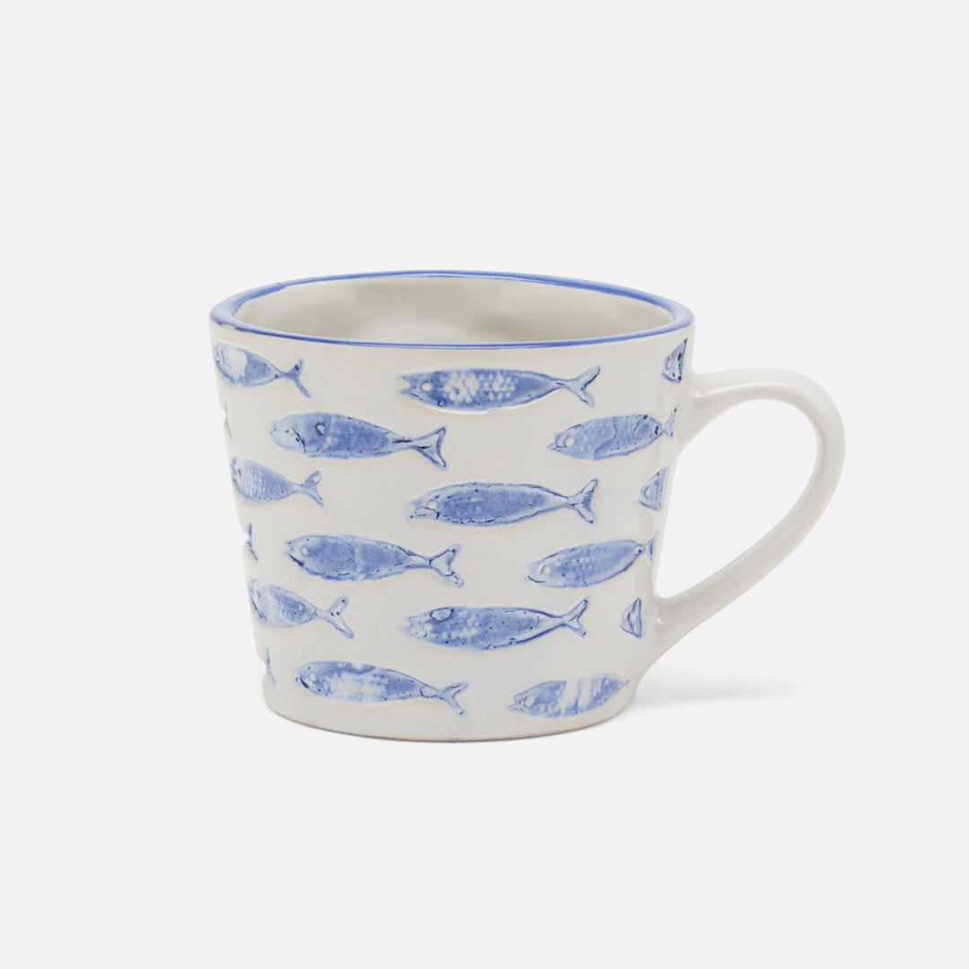 Gideon White/Blue Fish Mug Stoneware Pack/4