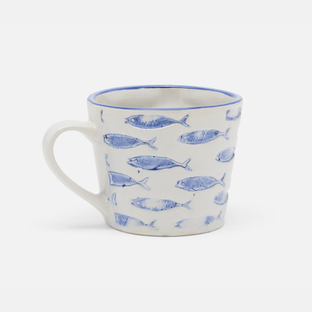 Gideon White/Blue Fish Mug Stoneware Pack/4