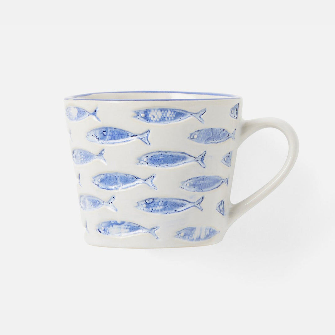 Gideon White/Blue Fish Mug Stoneware Pack/4