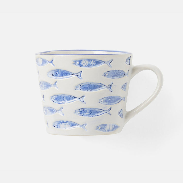 Gideon White/Blue Fish Mug Stoneware Pack/4