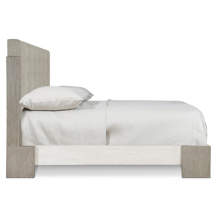 Foundations Upholtered Button Tufted California King Panel Bed