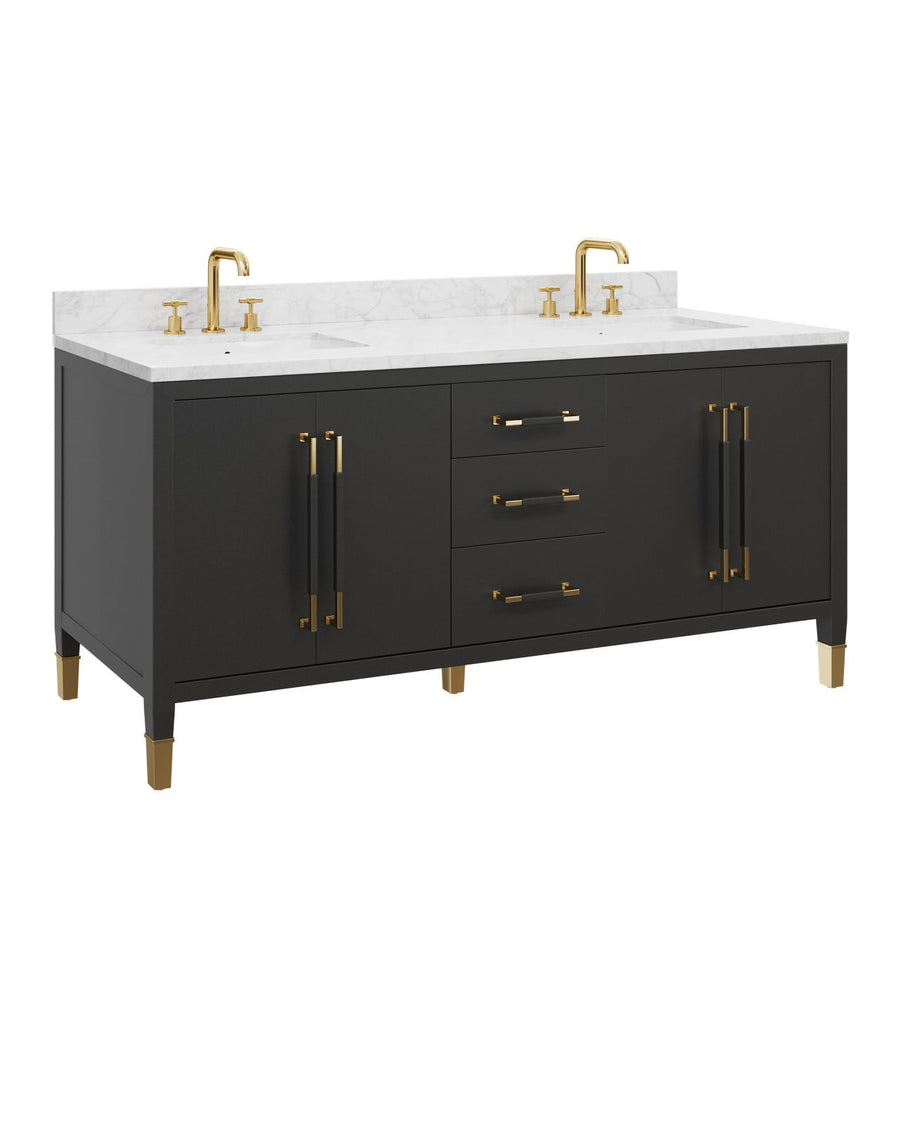 Vanities Verona 72" Black Vanity with Rectangular Undermount Sink