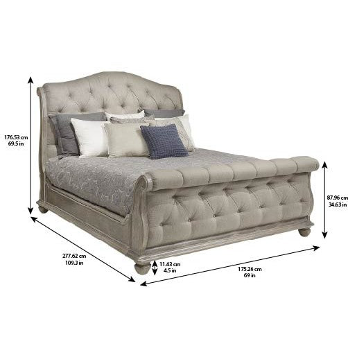 Summer Creek Shoals Queen Upholstered Tufted Sleigh Bed - Grey