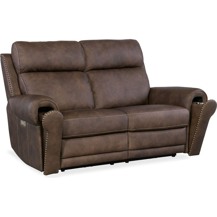 Duncan Power Loveseat with Power Headrest & Lumbar - Dark Brown