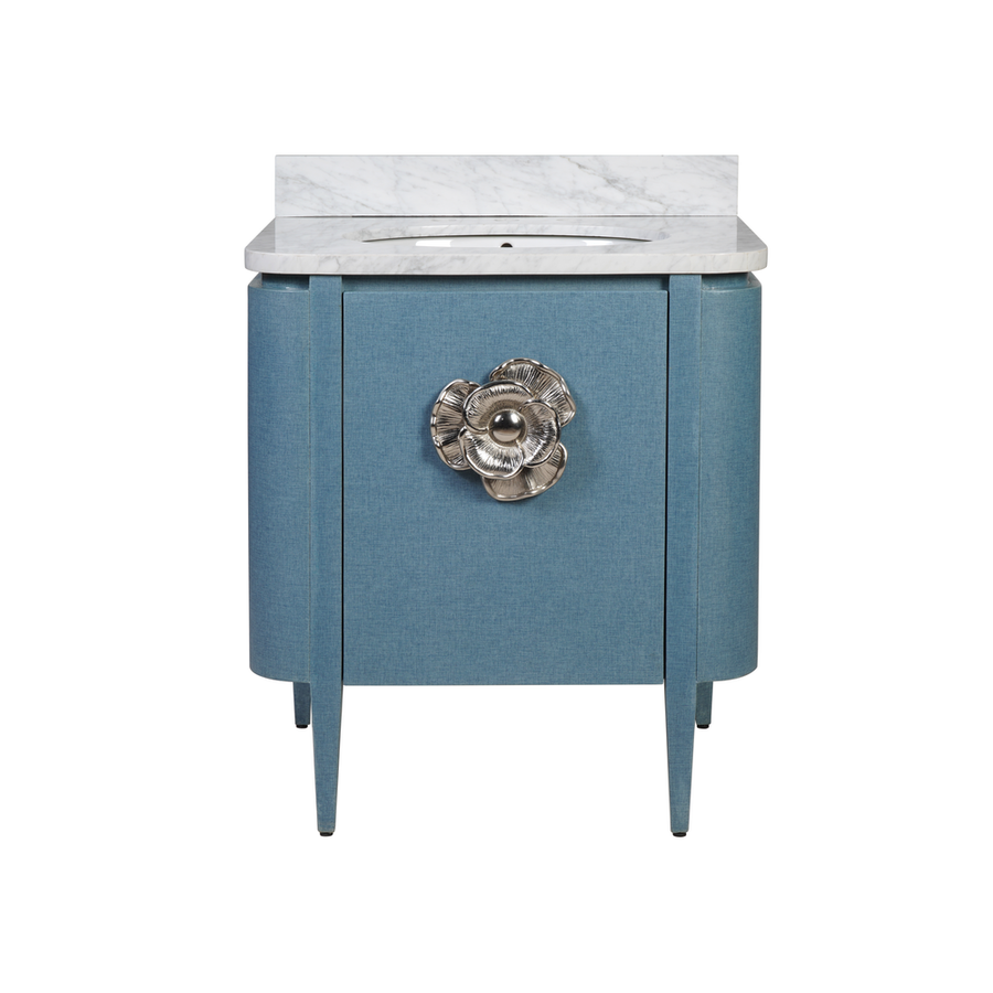 Vanities Briallen 30" Blue Linen Vanity with Oval Undermount Sink