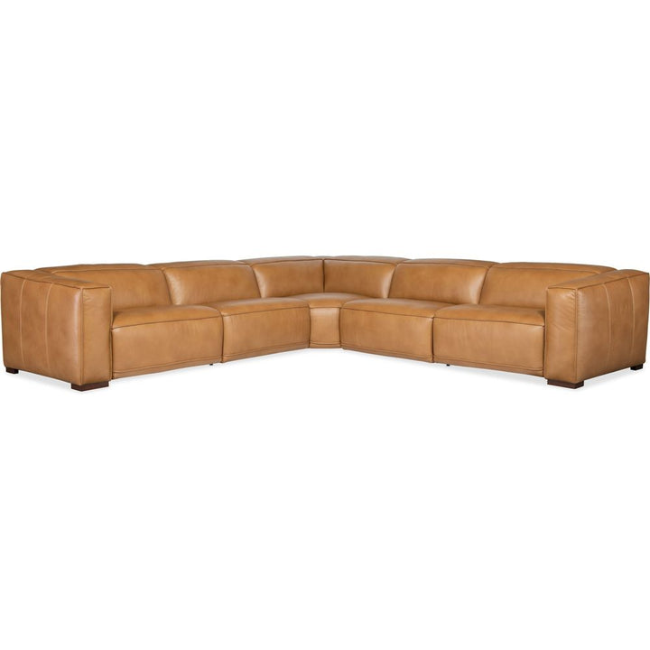 Sectionals: Recliners Fresco 5 Seat Sectional 4-Power Recline & Power Headrest - Brown