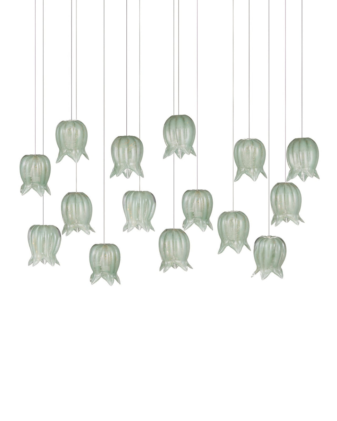 Pendants:Multi Polpo Green 15-Light Linear Multi-Drop Pendant