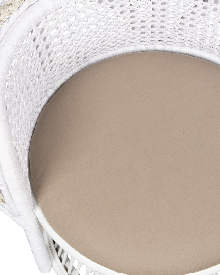 Lounge Chairs Emanuelle White Armchair, Linho Sand