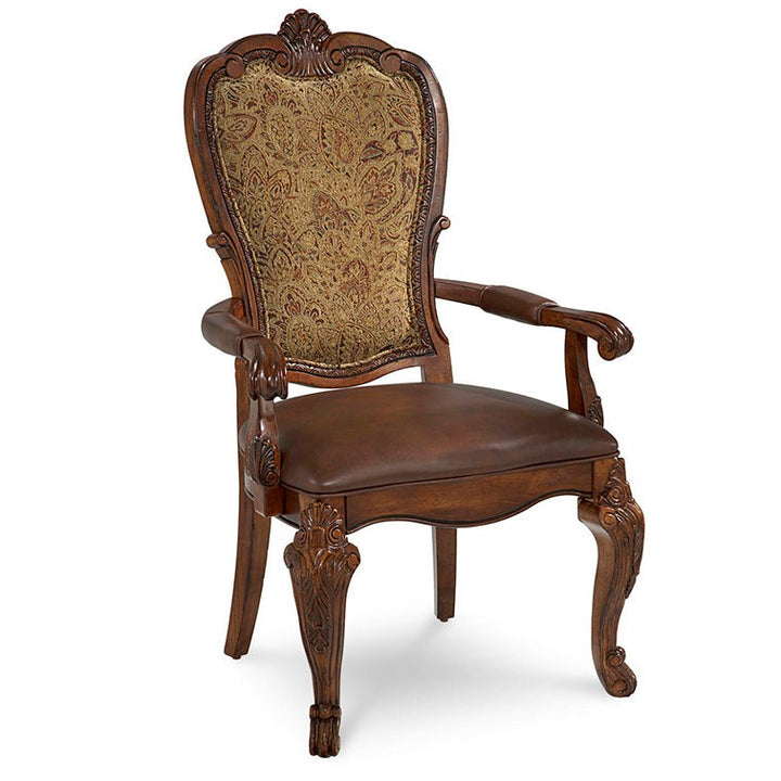 Old World Upholstered Back Arm Chair (Purchase in qty of 2 required, priced individually) - Brown, Beige