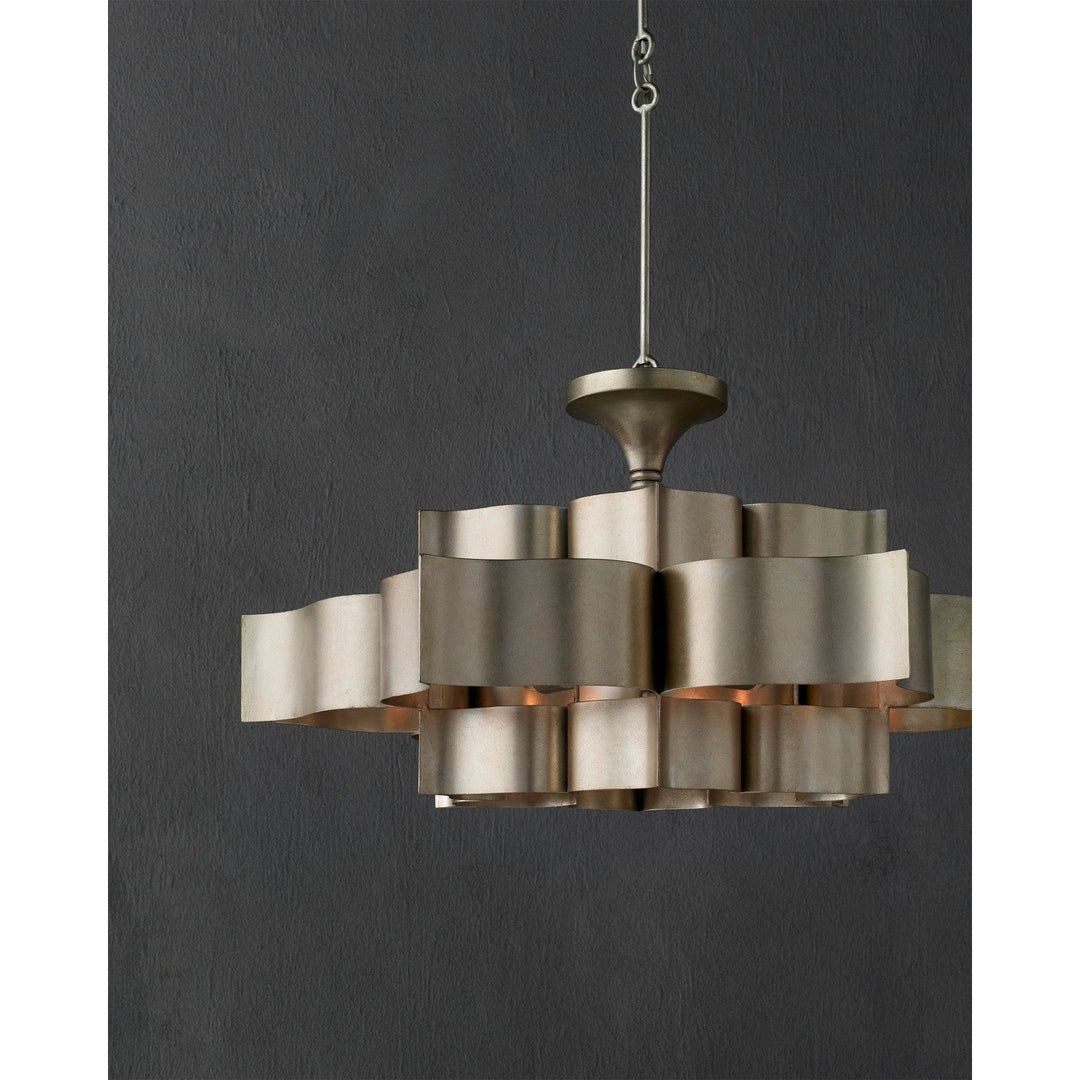 Grand Lotus Large Silver Chandelier