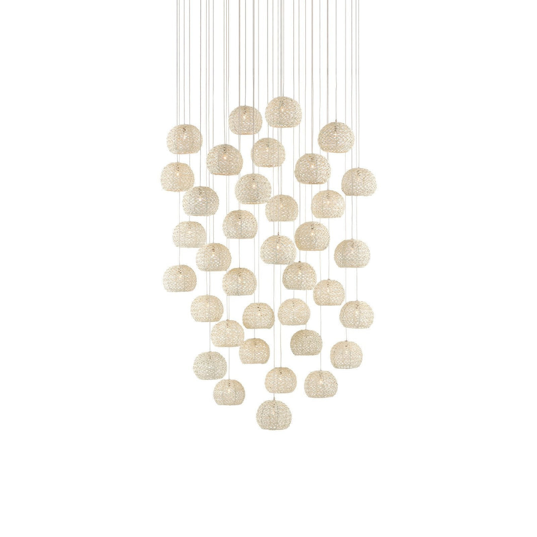 Piero White 36-Light Round Multi-Drop Pendant