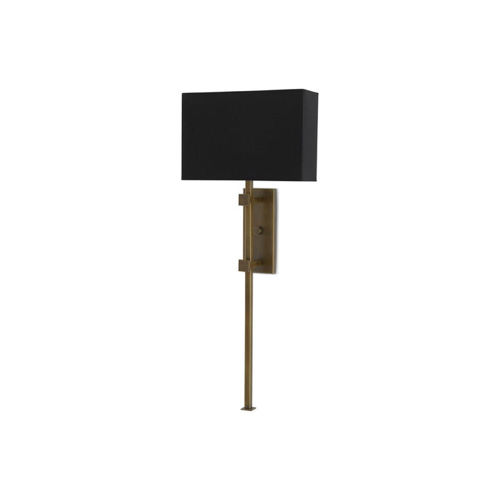 Edmund Brass Wall Sconce, Black Shade