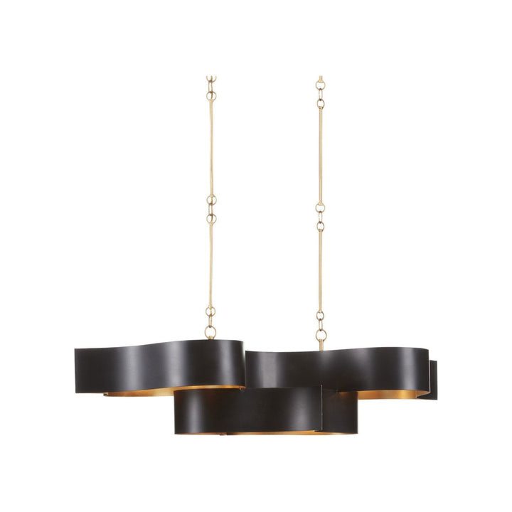 Grand Lotus Black Oval Chandelier