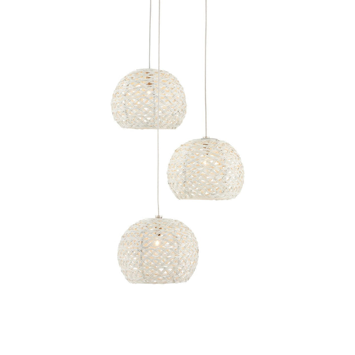 Piero White 3-Light Round Multi-Drop Pendant