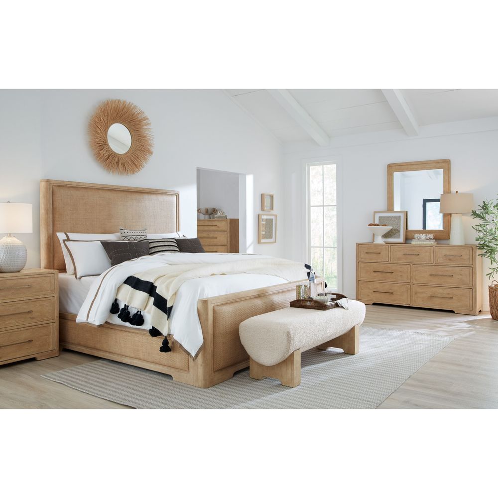 Beds Solace King Cane Panel Bed - Light Wood