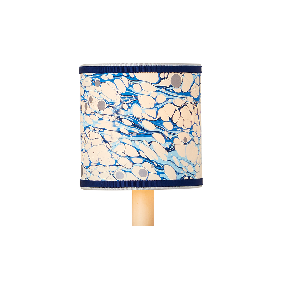 Marble Blue Lace Paper Drum Chandelier Shade