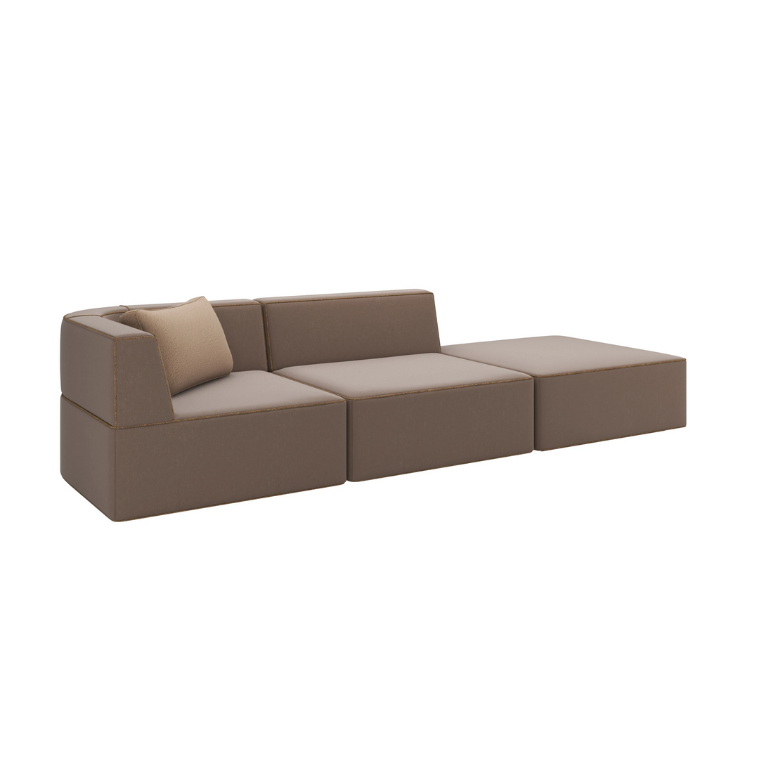 Marbella 3 Piece Sectional, shown in taupe and warm beige with fabric, upholstery, and 3-piece modular sectional.