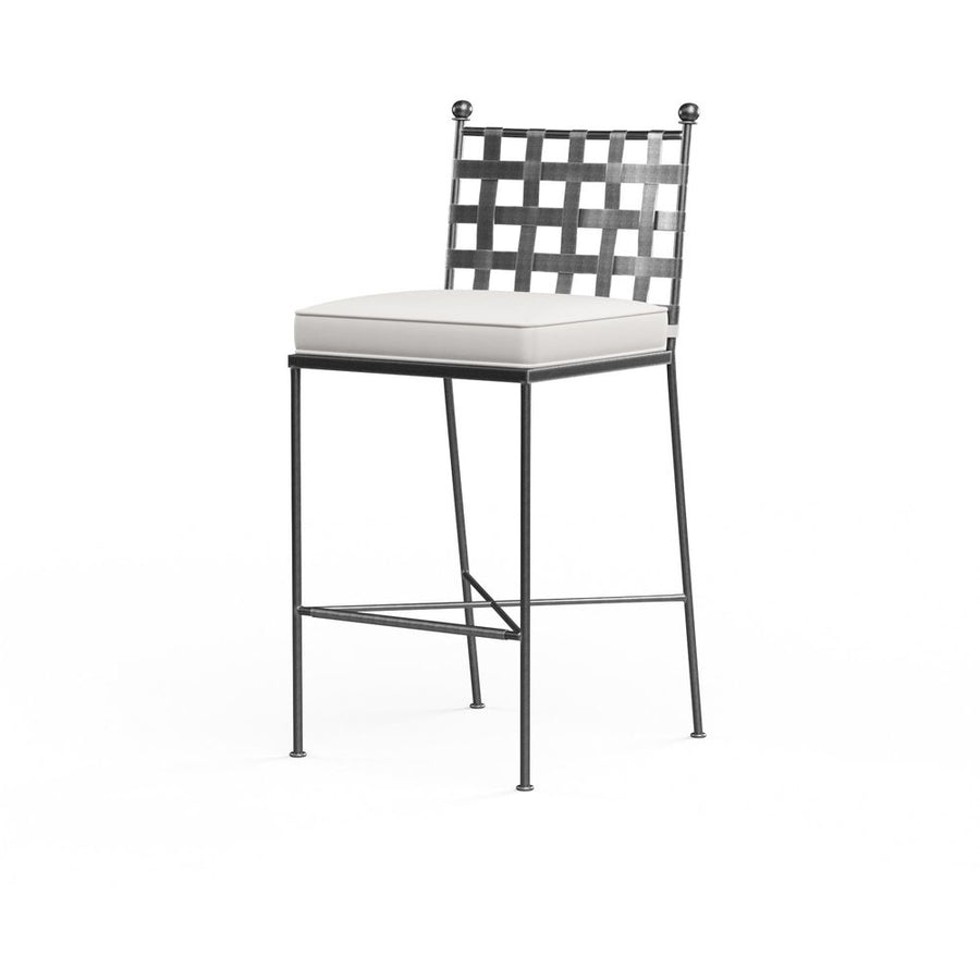 Outdoor Bar Stools Provence Barstool in Canvas Flax w/ Self Welt