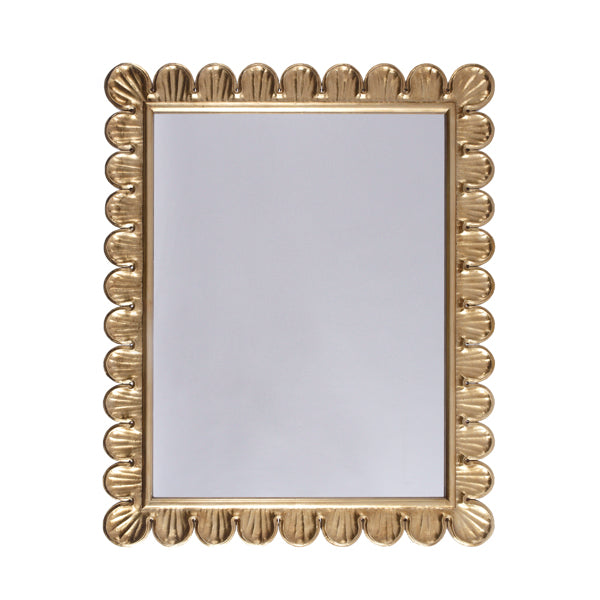 Wall Mirrors Eliza - Gold Leaf Mirror With Hand Carved Scalloped Edged Frame.