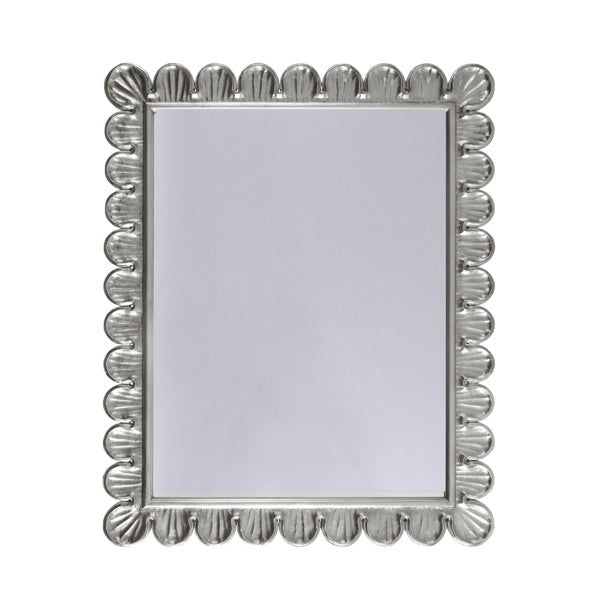 Wall Mirrors Eliza - Silver Leaf Fram Mirror With Hand Carved Scalooped Edged Fram.