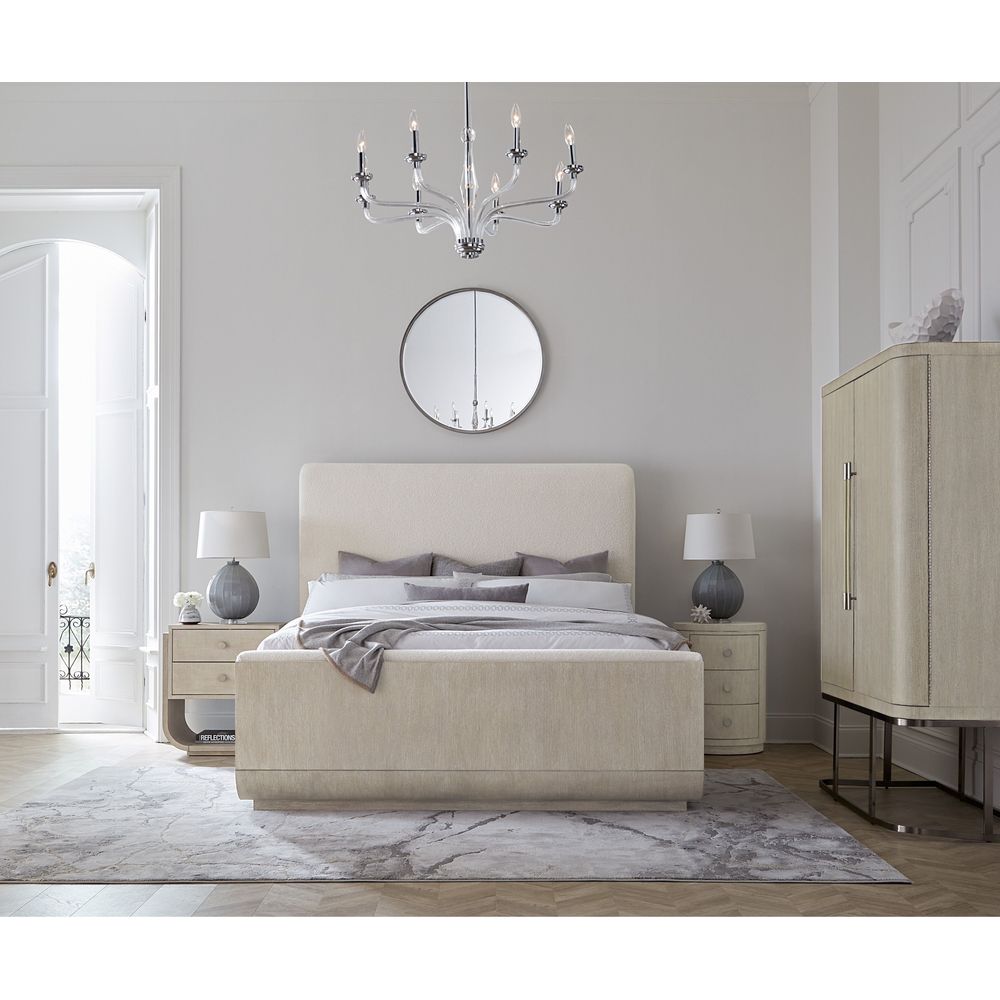 Beds Modern Mood King Upholstered Panel Bed - Light Wood