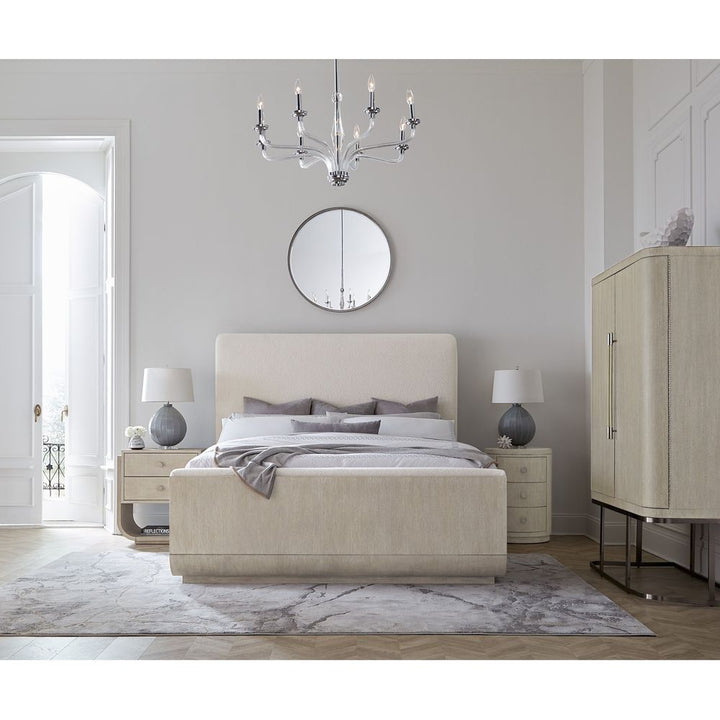 Beds Modern Mood King Upholstered Panel Bed - Light Wood