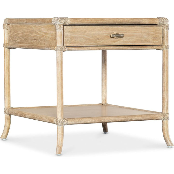 Retreat Pole Rattan End Table - Light Wood