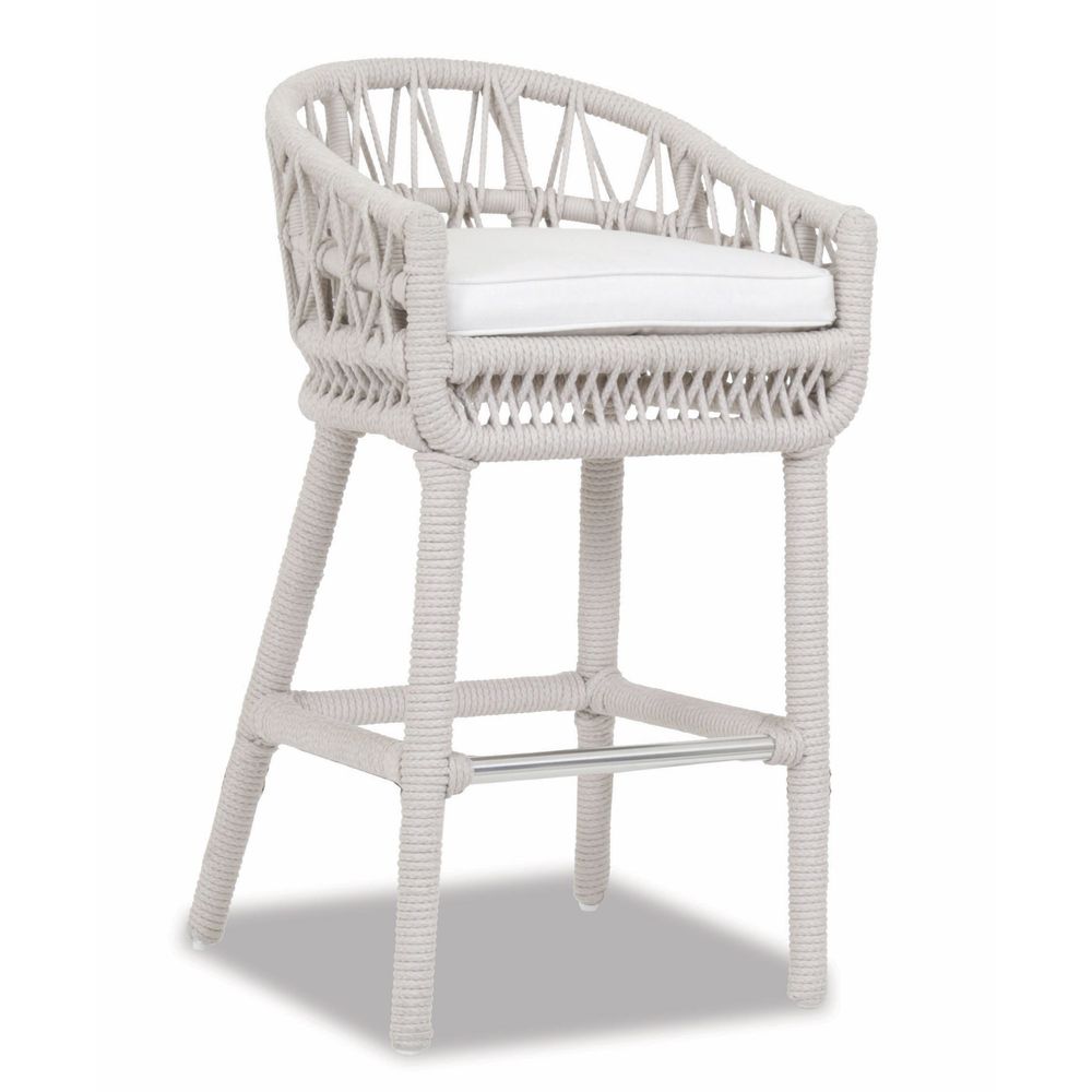 Outdoor Bar Stools Dana Rope Bar Stool in Linen Canvas w/ Self Welt