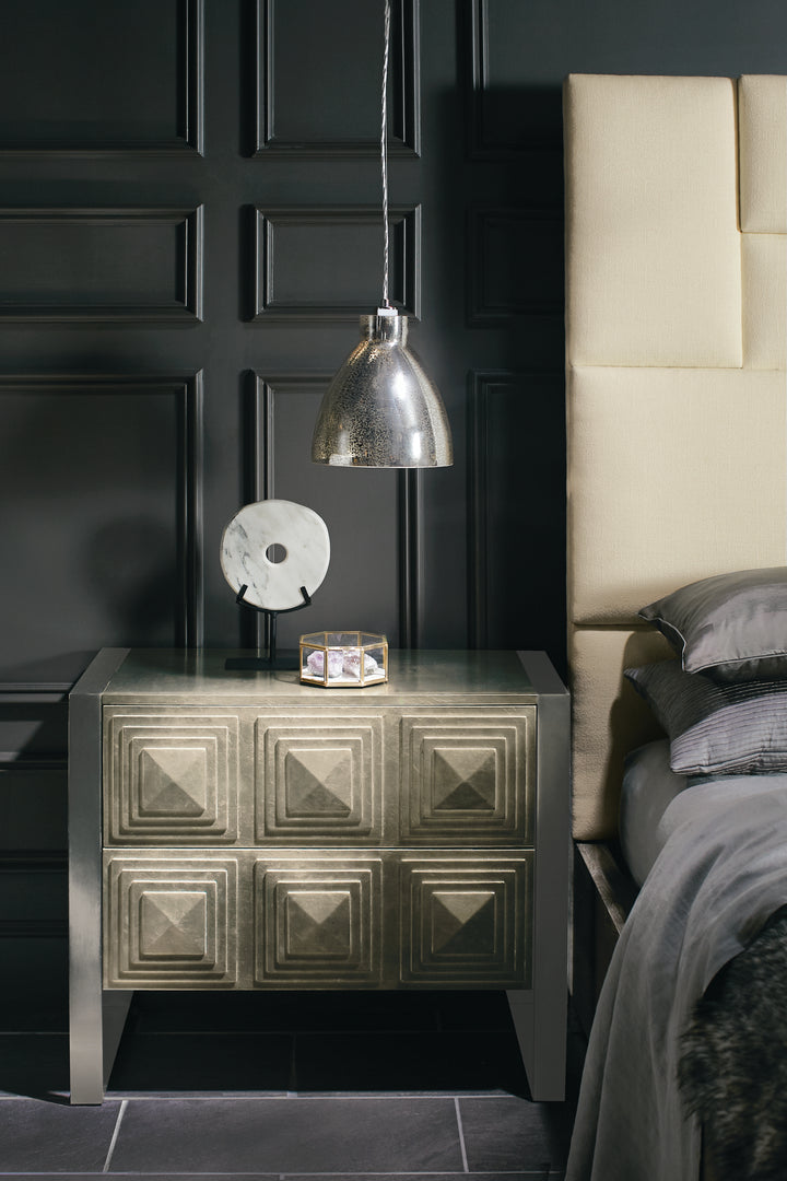 Mosaic Upholstered King Panel Bed