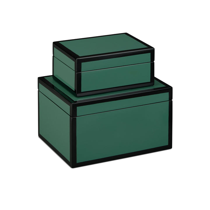 Green Lacquer Box Set of 2