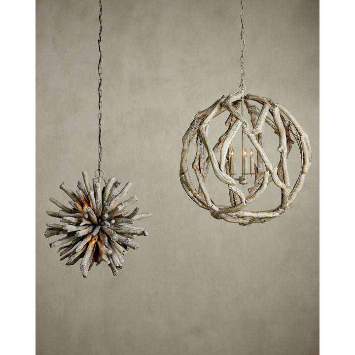 Driftwood Whitewash Orb Chandelier