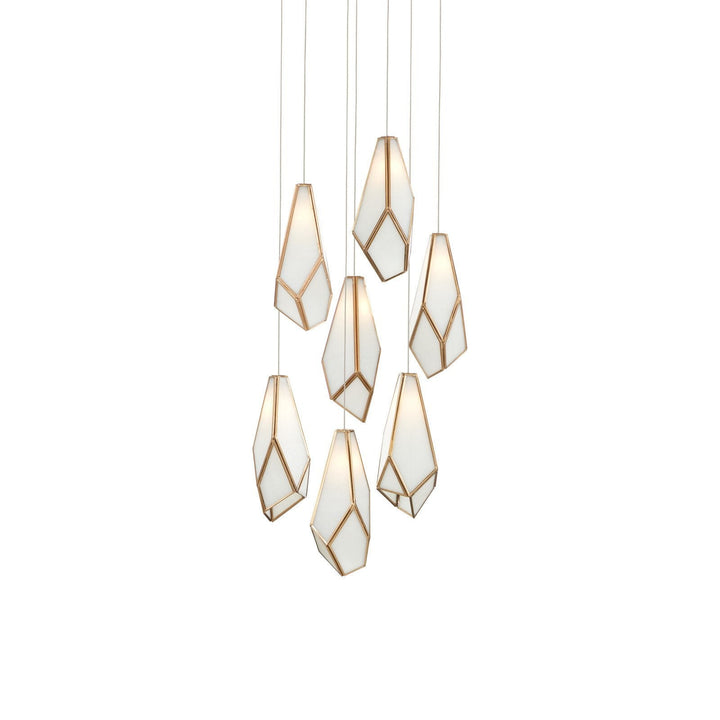 Glace White 7-Light Round Multi-Drop Pendant