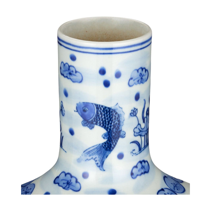 South Sea Blue & White Medium Long Neck Vase