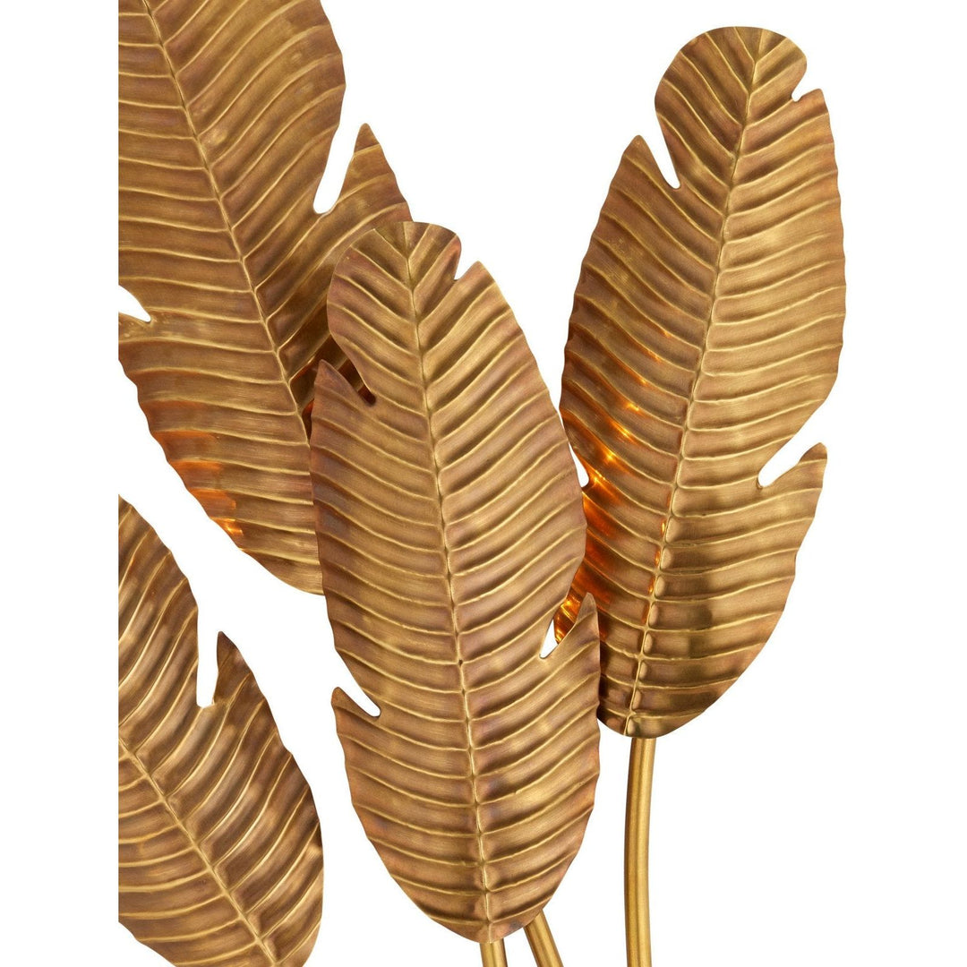 Tropical Brass Multi-Leaf Wall Sconce