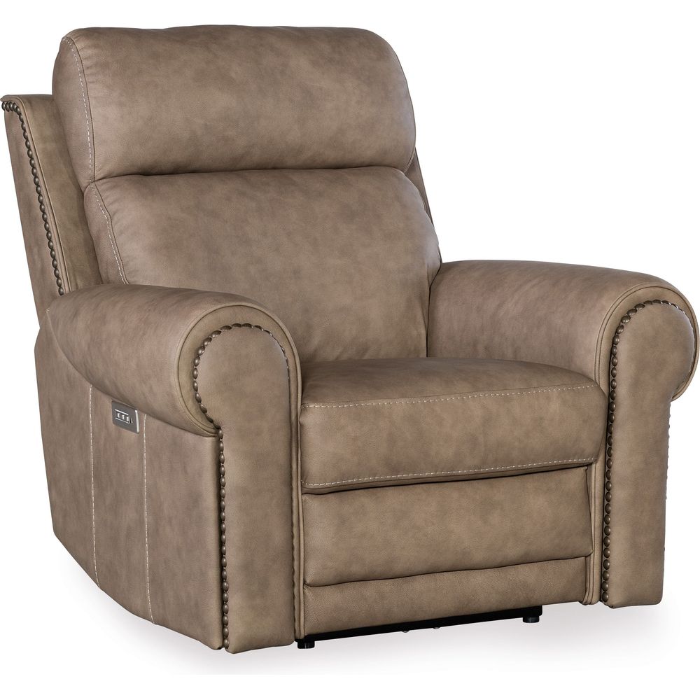 Lounge Chairs: Recliners Duncan Power Recliner with Power Headrest & Lumbar - Brown