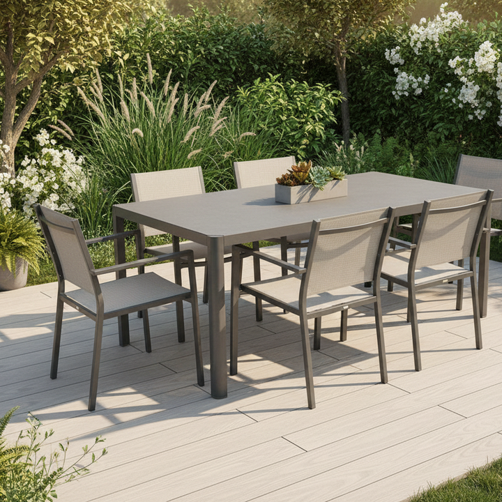 Leoda Rectangular Metal Outdoor Dining Table